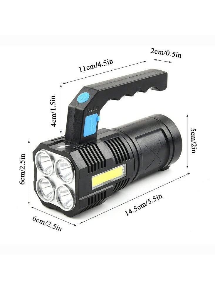 Excefore - led flashlight,LED Flashlight USB Rechargeable, High Lumens Tactical Light with Sidelight, 4X LED, Zoomable, Handheld Super Brightest Flashlights, Portable Torch for Outdoor - Image 1