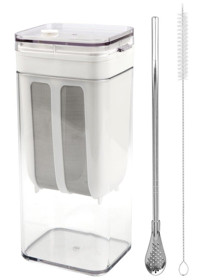 YOSINXU 1100ml Greek Yogurt Strainer with Straw Spoon & Brush, Multi Yoghurt Maker Strainer with Fine Mesh Bag & Lid Greek Yogurt Maler for Whey Separation,Fits Nut Milk,Juice,Kefir,Tofu - Image 2