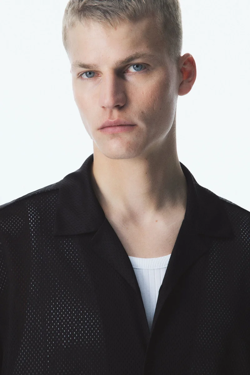 H&M  Loose Fit Mesh resort shirt for Men | Best Price UAE