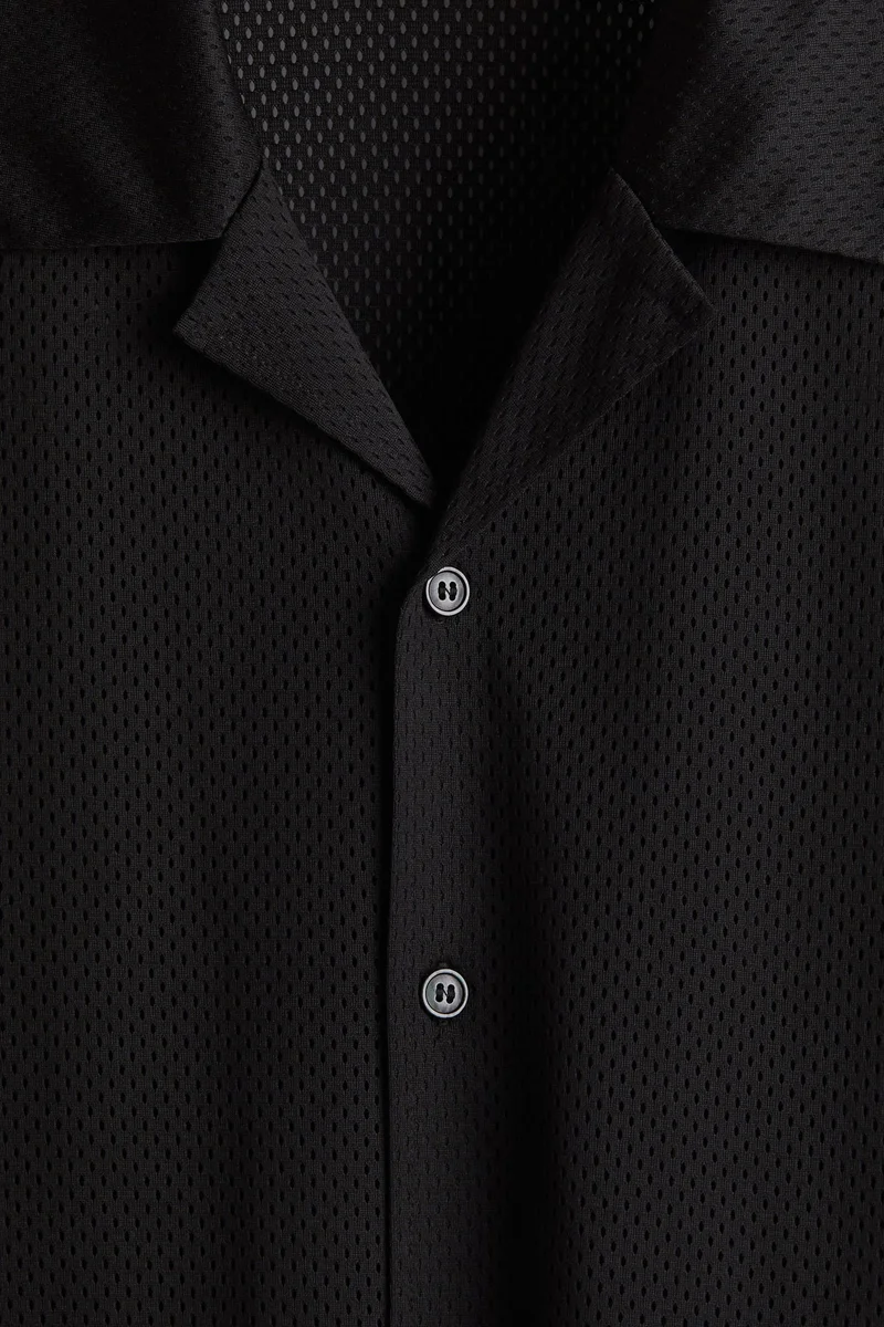 H&M  Loose Fit Mesh resort shirt for Men | Best Price UAE