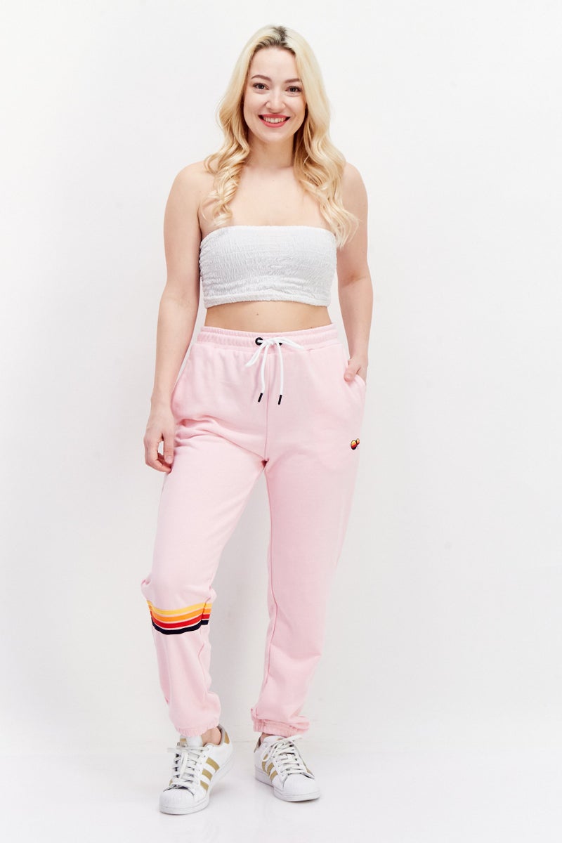 Ocean Pacific سروال رياضي مزين بشعار مطرز للنساء، وردي - Image 3