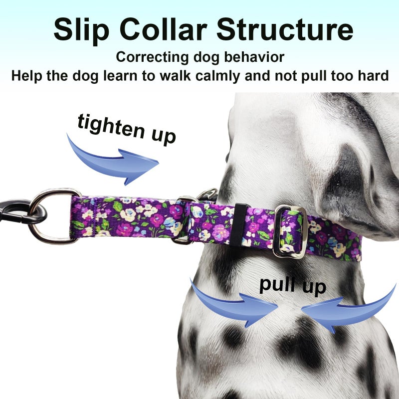 Fidohug Martingale Collar for Dogs with Buckle Floral No Pull Training Dog Collars (Purple Floral, Medium) - Image 5