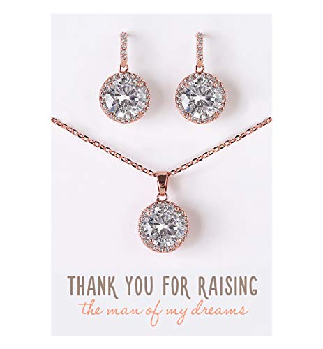 AO A+O Gift for Mom, Mother in Law - Necklace and Earrings Jewelry Set in Rose Gold - Image 5