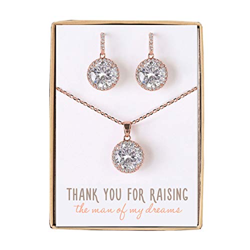 AO A+O Gift for Mom, Mother in Law - Necklace and Earrings Jewelry Set in Rose Gold - Image 1