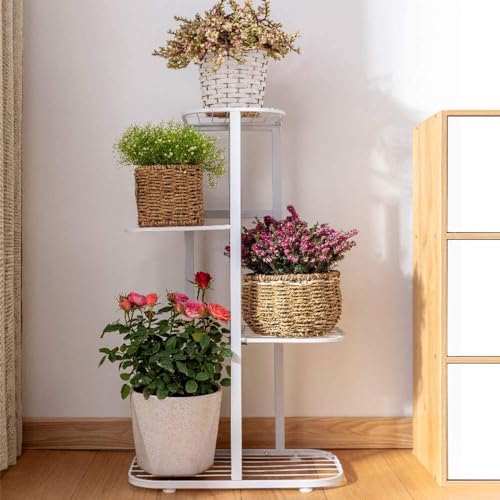 Bee Creative Trendy Decor Metal 6 Tier 7 Potted Plant Stand Multiple Flower Pot Holder Shelves Planter Rack Storage Organizer Display for Indoor Outdoor Garden Balcony Size- HxL 41x18 Inch (Gold) (7/5-Gold) - Image 5