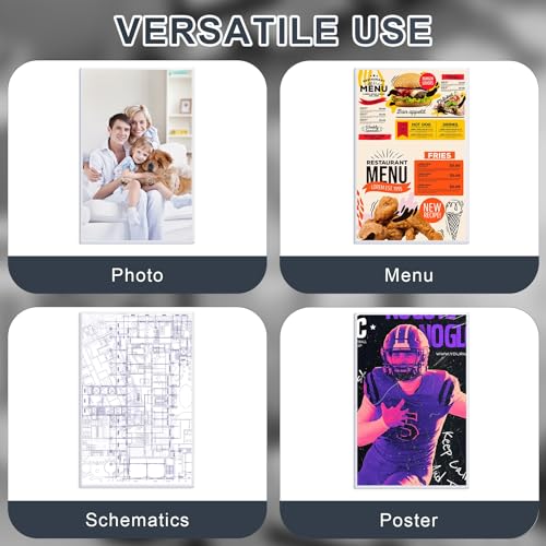 AKONEGE 5Pcs 11" x 17" Rigid Print Protectors Hard Plastic Sleeves for Prints, Menu Cover, Heavy Duty Sheet Poster Protectors Clear Plastic Sleeves for Paper Photos Documents Magazines, Vertical - Image 5