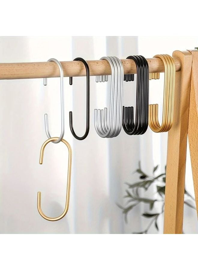 4 قطع من الخطافات الفضية على شكل حرف C للتخزين المنزلي وتنظيم الملابس - Image 4
