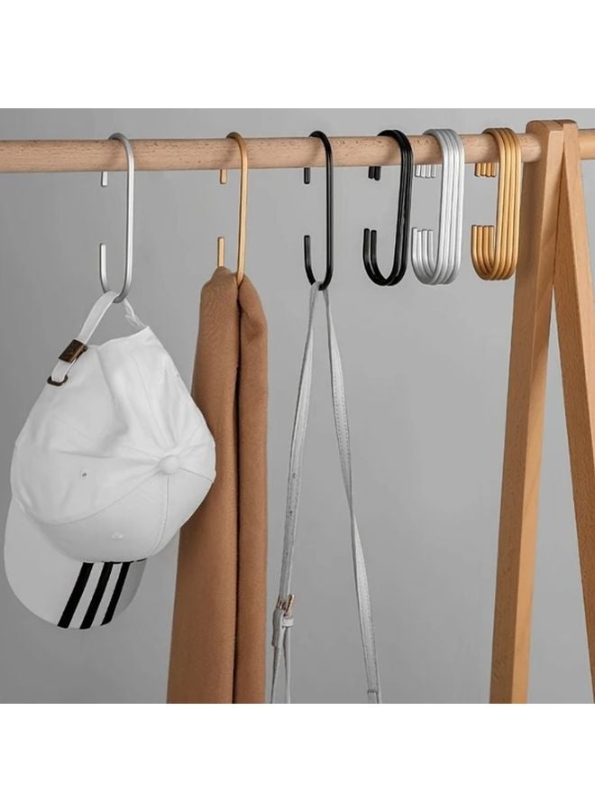 4 قطع من الخطافات الفضية على شكل حرف C للتخزين المنزلي وتنظيم الملابس - Image 5