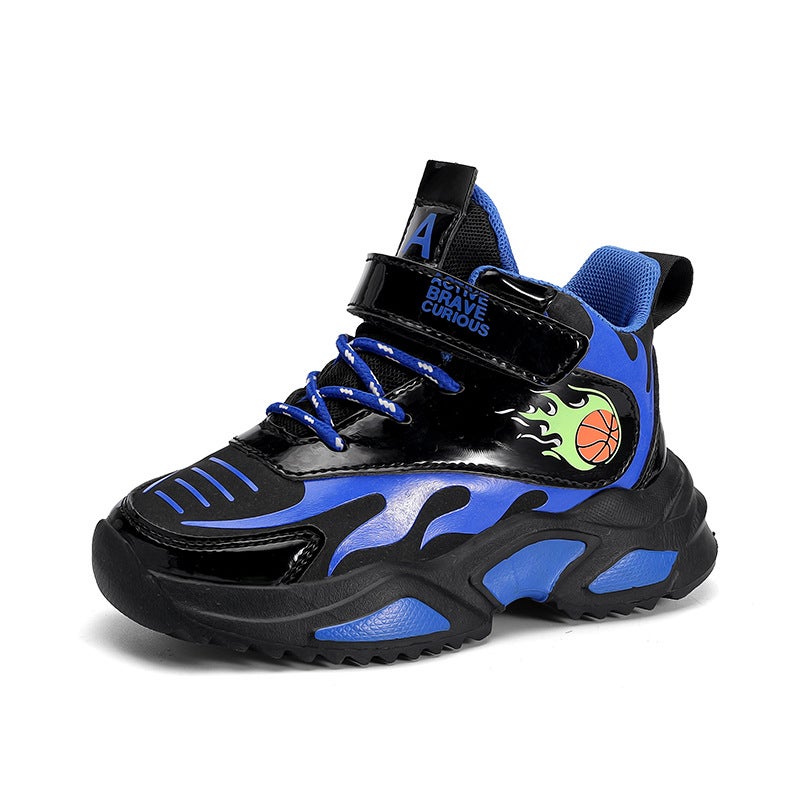 Boys' Shoes 2024 Fall/Winter New Leather Children'S Non-Slip Running Sneaker Middle And Big Children'S Casual Torre Shoes Tide - Image 1