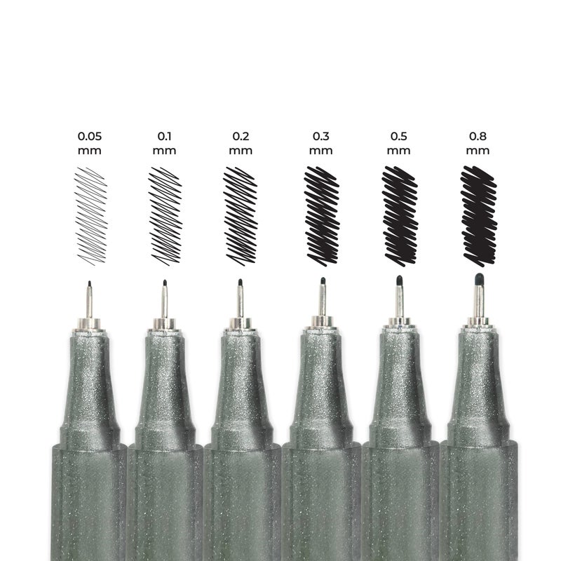 Camel Fine Liner Pens, assorted pack of 6 pens with 6 free A6 postcards - Image 2