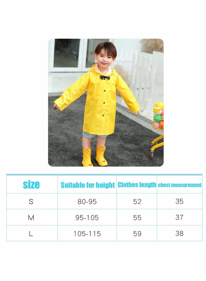 Excefore Kids RainCoat, Multifunctional Waterproof Rain Coat for Boys Girls  (L,Yellow) - Image 2