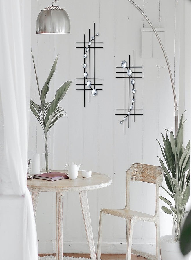 ZEXUIRU Set of 2 Abstract Metal Wall Sculpture with Rhinestones and Rhinestones - Image 5