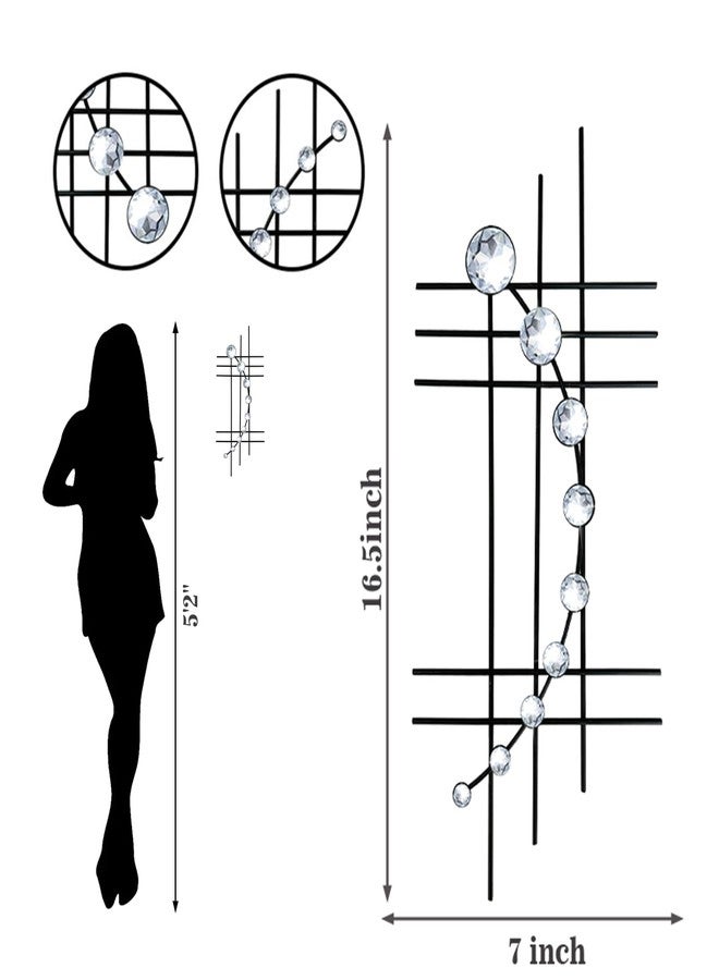 ZEXUIRU Set of 2 Abstract Metal Wall Sculpture with Rhinestones and Rhinestones - Image 4