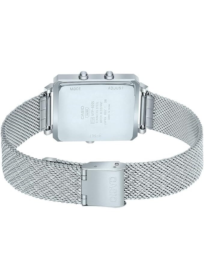 كاسيو ساعة كاسيو للرجال، أنالوج رقمي، مينا أزرق، سوار شبكي من الفولاذ المقاوم للصدأ، MTP-B205M-2EDF - Image 5