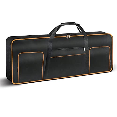 Ruibo 61 Key Keyboard Gig Bag Case,Portable Durable Keyboard Piano Waterproof 600D Oxford Cloth with 10mm Cotton Padded Case Gig Bag 40"x16"x6" / Black+Orange - Image 1