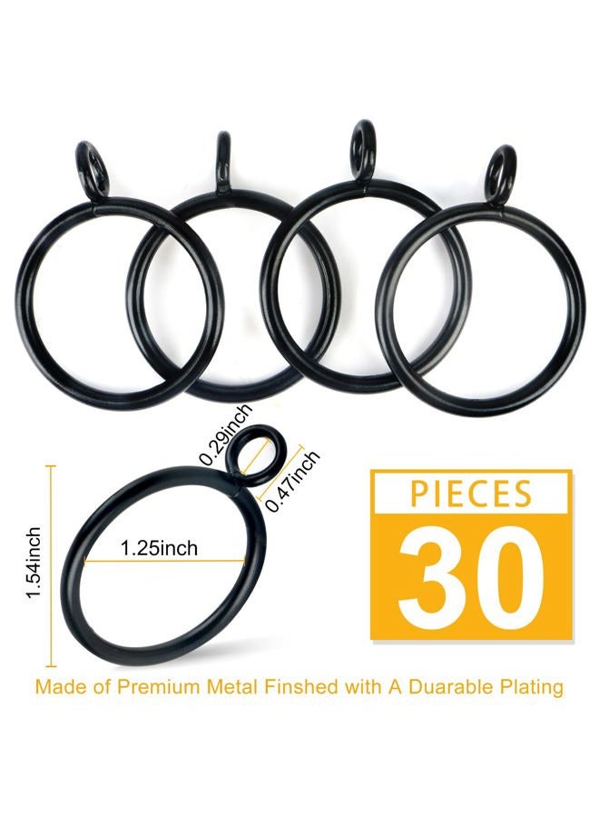 Hanitronic 1.25-Inch Drapery Curtain Ring with Eyelet for Curtain Panels, Set of 30 PCS – Black Curtain Rings - Image 2