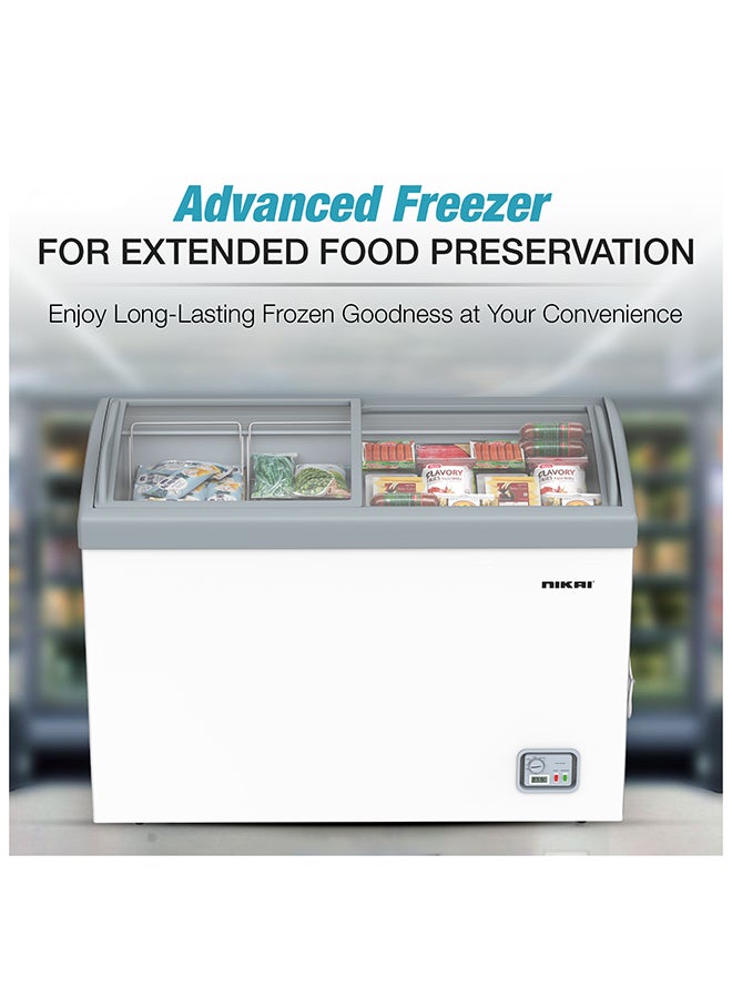 NIKAI Double Door Glass Chest Freezer With Storage Basket, High Energy Efficiency Cooling System, Adjustable Temperature, Silent Operation, For Home And Restaurants 380 L 1200 W NCF400GL1 White - Image 4
