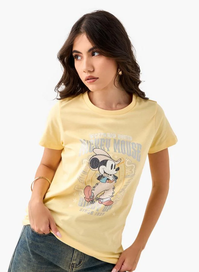 SP Characters Mickey Mouse Print Crew Neck T-shirt