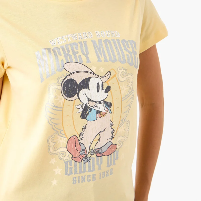 SP Characters  Mickey Mouse Print Crew Neck T-shirt for Women | Best Price UAE