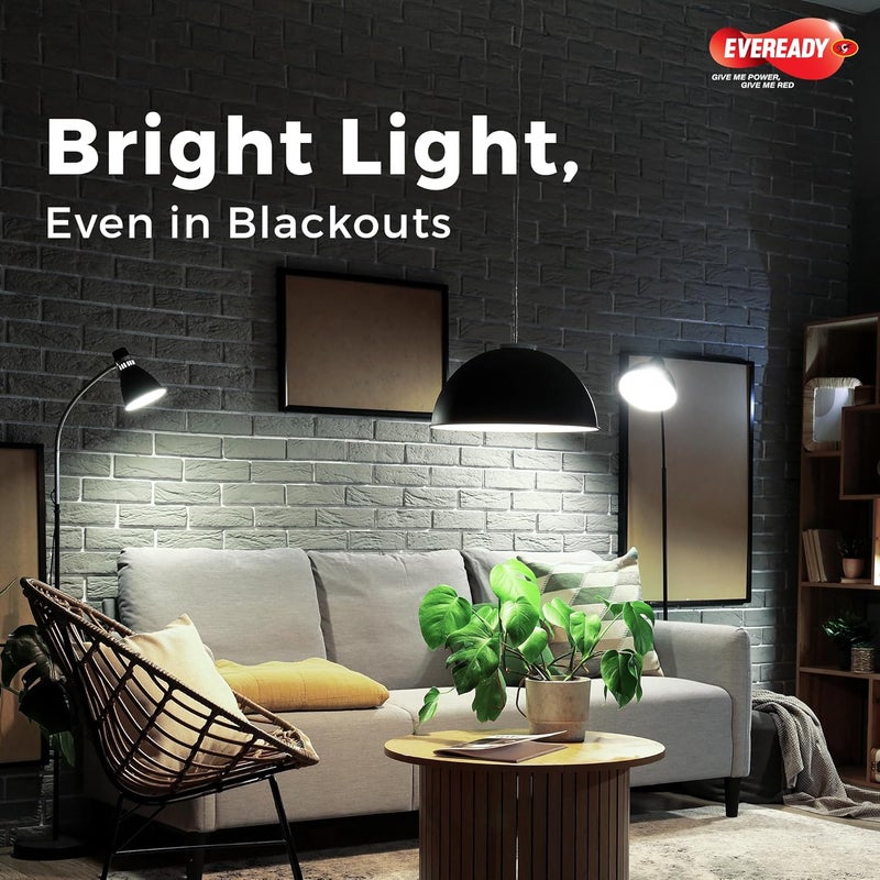 Eveready مصباح LED طوارئ 9 واط، ضوء نهاري بارد (6500 كيلفن)، مصباح قابل لإعادة الشحن مع 3 ساعات من الاحتياطي، مثالي لانقطاع التيار الكهربائي، موفر للطاقة، قاعدة B22، عبوة من 3 - Image 3