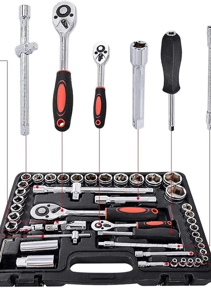 GGOOT Home 61 pcs/set Socket Wrench Set Spanner Car Ship Machine Repair Service Tools Kit with Heavy Duty Ratchet Hardware Tool Kits Tools - Image 2