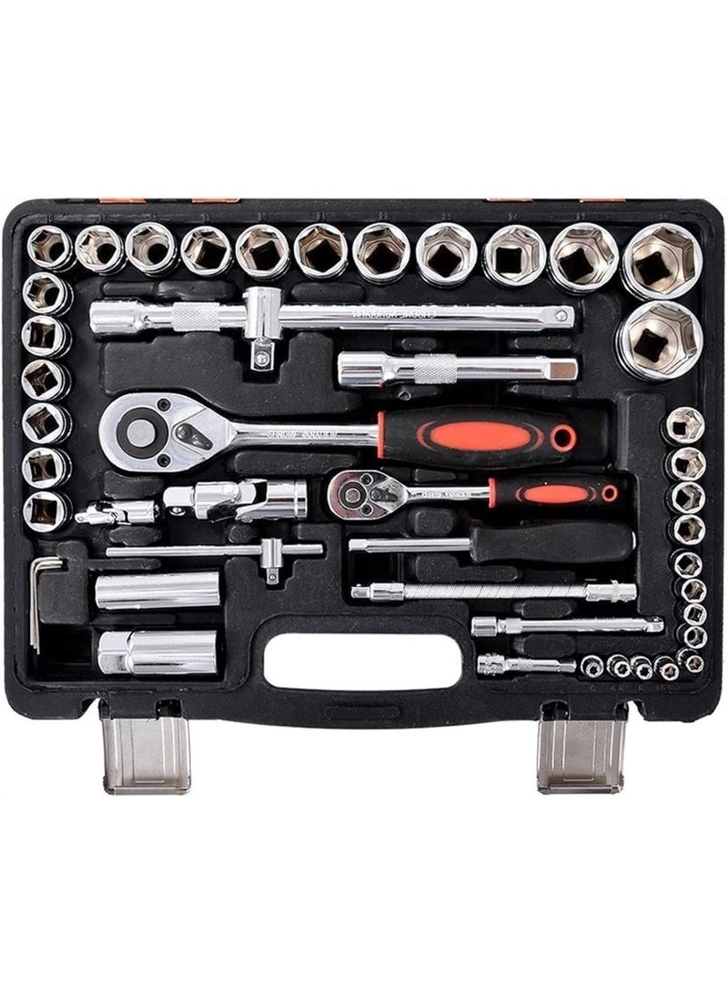 GGOOT Home 61 pcs/set Socket Wrench Set Spanner Car Ship Machine Repair Service Tools Kit with Heavy Duty Ratchet Hardware Tool Kits Tools - Image 1