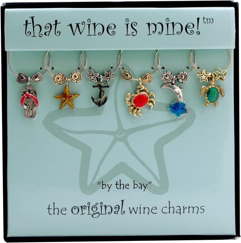 Wine Things By The Bay Wine Charms, Zinc Alloy Wine Glass Tags for Stem Glasses, Drink Markers Identifiers for Parties, Tastings, and Entertaining, Multicolor, Set of 6 - Image 2