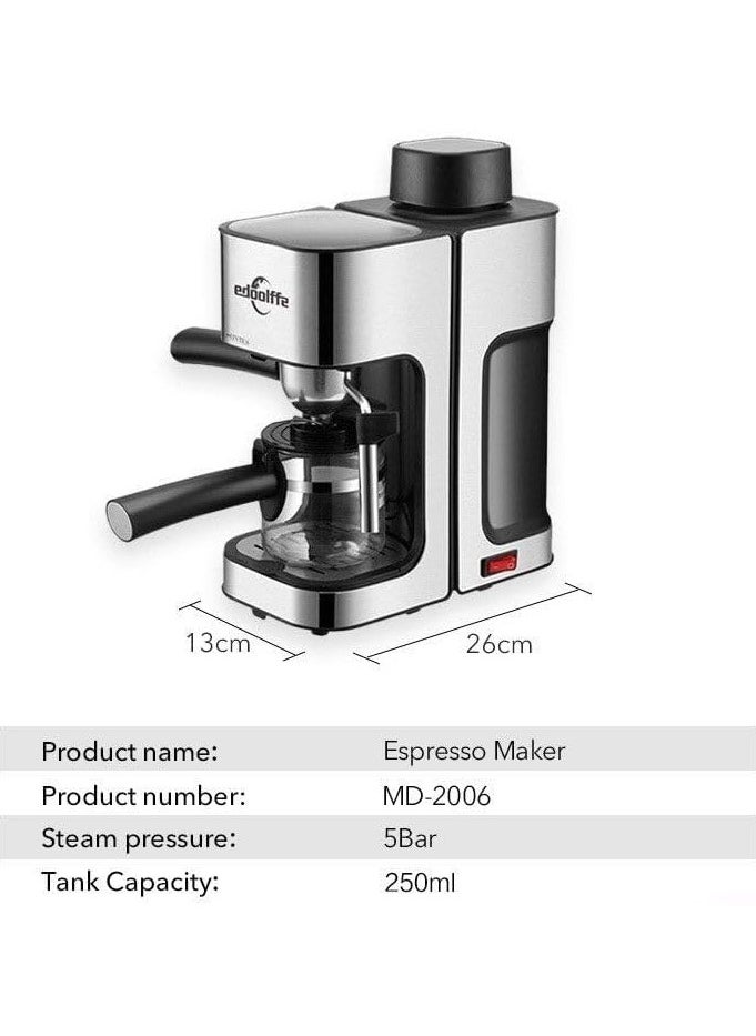 edoolffe Edoolffe Espresso Maker Household Built-In Milk Frother Coffee Maker 5bar 800w Md-2006  - Image 5