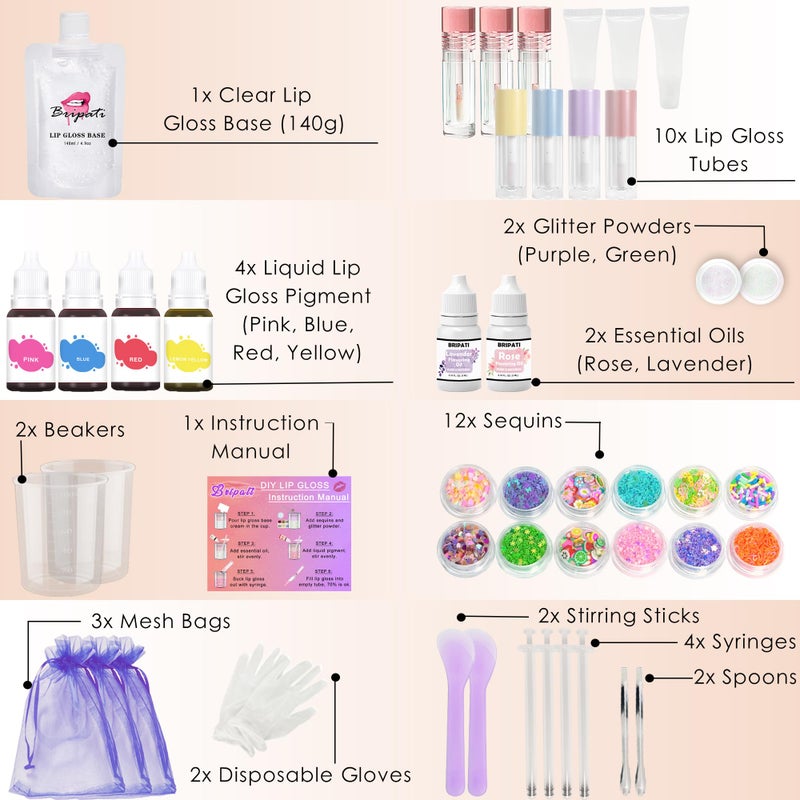 BRIPATI DIY Lip Gloss Making Kit - Moisturizing Lip Gloss Lip Glaze Handmade Supplies Set to Make Your Own Lip Gloss Set for Women Girls Beginners - Image 2