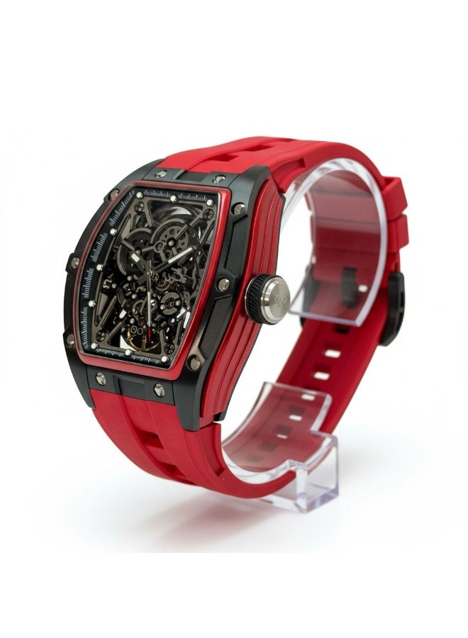 TOMRICH Phantom Skeleton Automatic Watch for Men Red Silicone Strap Tonneau Case Mechanical Luxury Wrist Watch 3ATM Water Resistant - Image 4
