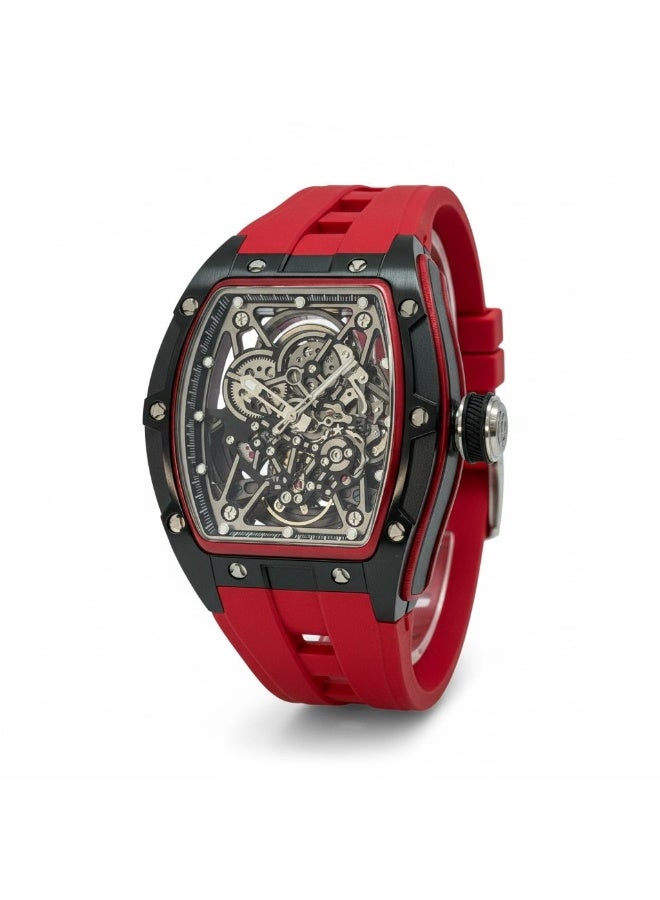 TOMRICH Phantom Skeleton Automatic Watch for Men Red Silicone Strap Tonneau Case Mechanical Luxury Wrist Watch 3ATM Water Resistant - Image 2