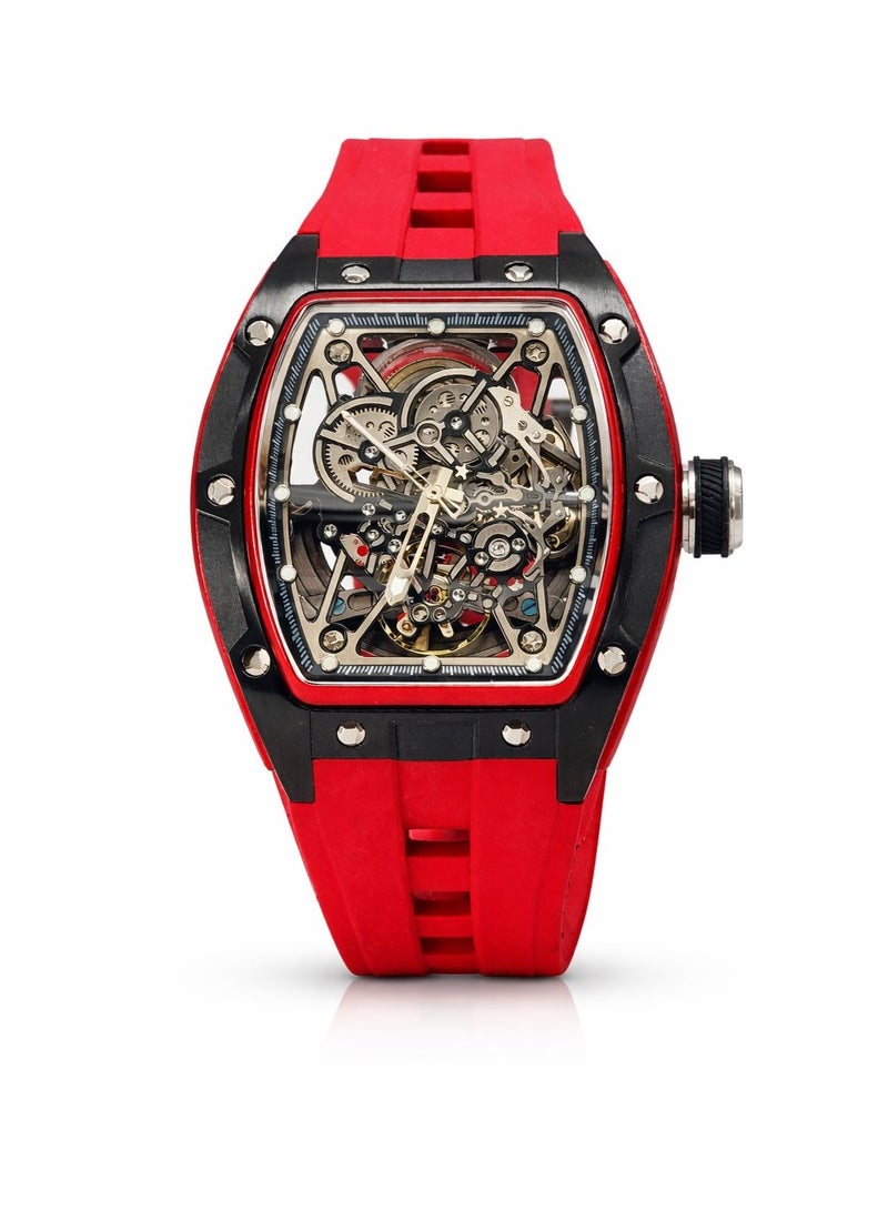 TOMRICH Phantom Skeleton Automatic Watch for Men Red Silicone Strap Tonneau Case Mechanical Luxury Wrist Watch 3ATM Water Resistant - Image 1
