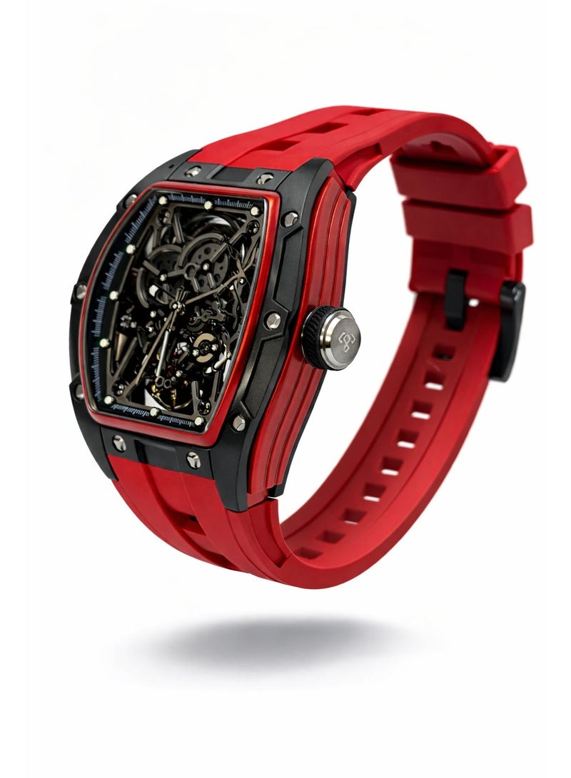 TOMRICH Phantom Skeleton Automatic Watch for Men Red Silicone Strap Tonneau Case Mechanical Luxury Wrist Watch 3ATM Water Resistant - Image 3
