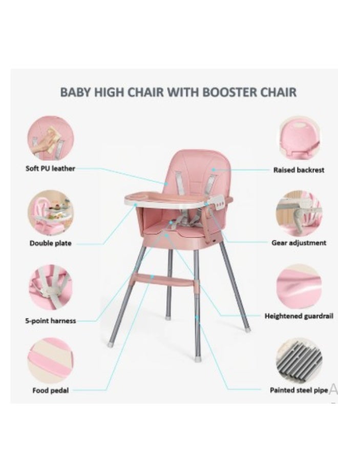 فول جوي كرسي طعام مرتفع قابل للتعديل للأطفال 4* 1 ، مقعد معزز لكرسي تغذية الأطفال,حزام أمان ,مسند قدم مع صينية قابلة للفصل ,كرسي عالٍ قابل للطي للأطفال الصغار من عمر 6 أشهر إلى 4 سنوات - Image 4