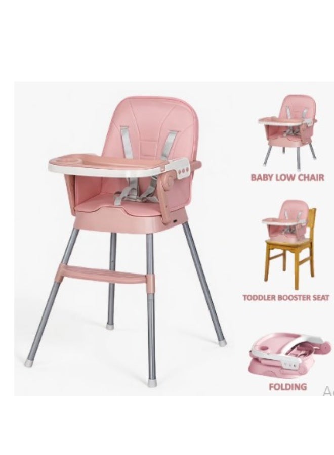 فول جوي كرسي طعام مرتفع قابل للتعديل للأطفال 4* 1 ، مقعد معزز لكرسي تغذية الأطفال,حزام أمان ,مسند قدم مع صينية قابلة للفصل ,كرسي عالٍ قابل للطي للأطفال الصغار من عمر 6 أشهر إلى 4 سنوات - Image 5