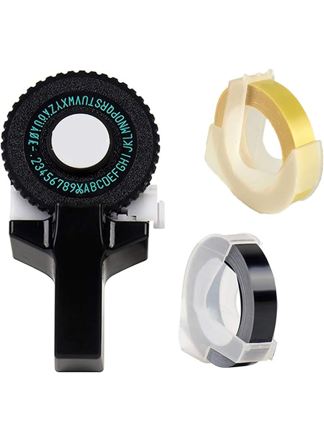 إيروريكس طابعة ملصقات ثلاثية الأبعاد، نموذج صغير من صانعي الملصقات، آلة طباعة الملصقات اليدوية، آلة كاتبة، آلة DIY للعمل المنزلي، أسود مع شريط أسود مجاني وشريط ذهبي - Image 1