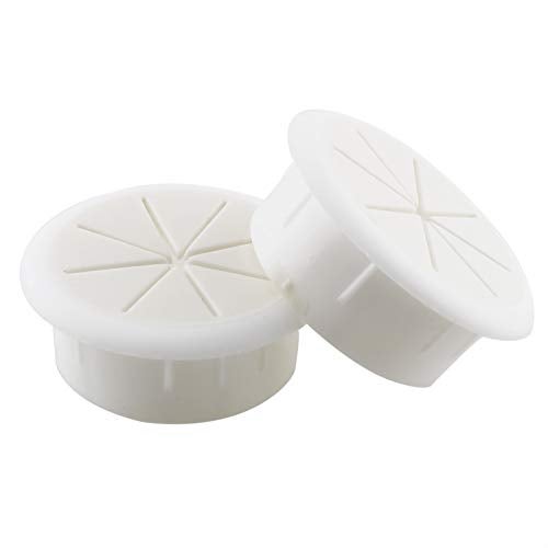 pugdodo 2PCS 2Inch (50mm) Desk Cord Grommets Wire Cable Hole Cover for Office PC Desk Cable Cord Cover White (White-2pcs) (White) - Image 1