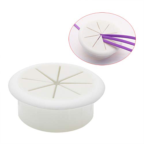 pugdodo 2PCS 2Inch (50mm) Desk Cord Grommets Wire Cable Hole Cover for Office PC Desk Cable Cord Cover White (White-2pcs) (White) - Image 5