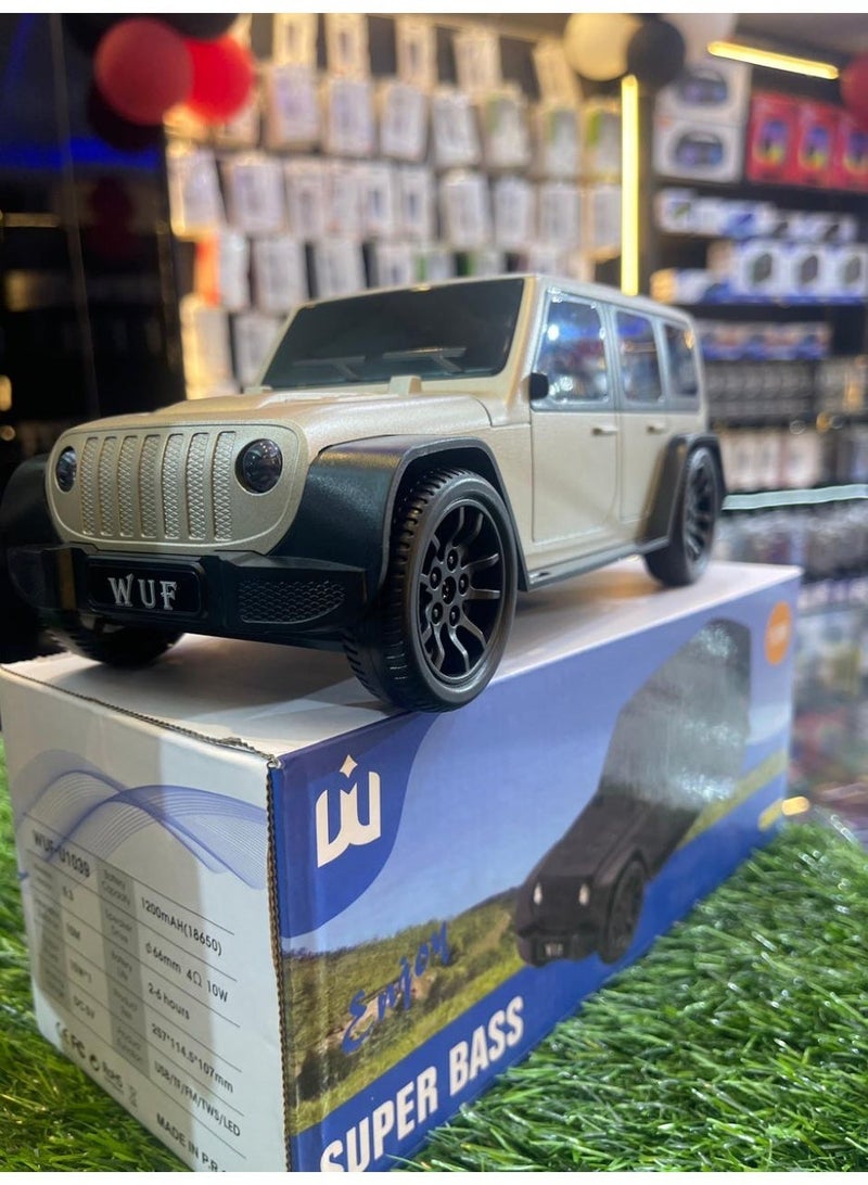 WUF-U1039 10W Jeep Shape Bluetooth Speaker with Super Bass & LED Lights – Black - Image 1