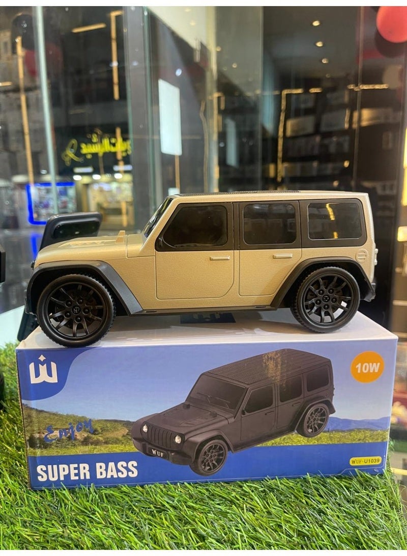 WUF-U1039 10W Jeep Shape Bluetooth Speaker with Super Bass & LED Lights – Black - Image 2