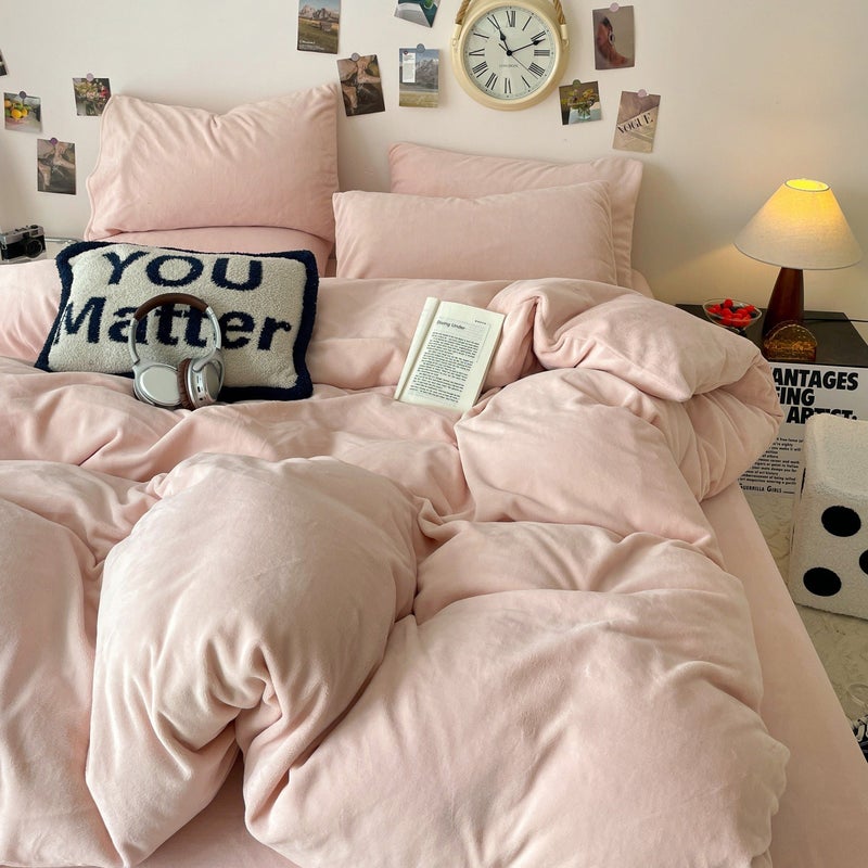 طقم ملا bedding فاخر من مخمل الحليب - ملاءة وملاءة مطابقة وغطاء لحاف | ناعم ودافئ ومضاد للحساسية