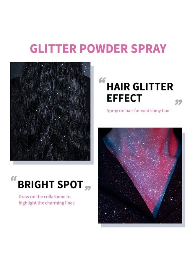 wenfeng Glitter Spray,Body Glitter,Body Shimmery Spray for Skin,Face,Hair and Clothing,Quick-Drying Waterproof Glitter Hairspray Highlighter Face Makeup Spray for Prom,Festival Rave,Stage Makeup-60ML - Image 4