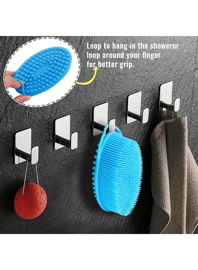 TDHDIKE Silicone Loofah Exfoliating Body Scrubber Set Of 3 Soft Bath Sponge/Shower Brush For Sensitive Kids Women Men All Kinds Of Skin (Black/Gray/Blue)  - Image 5