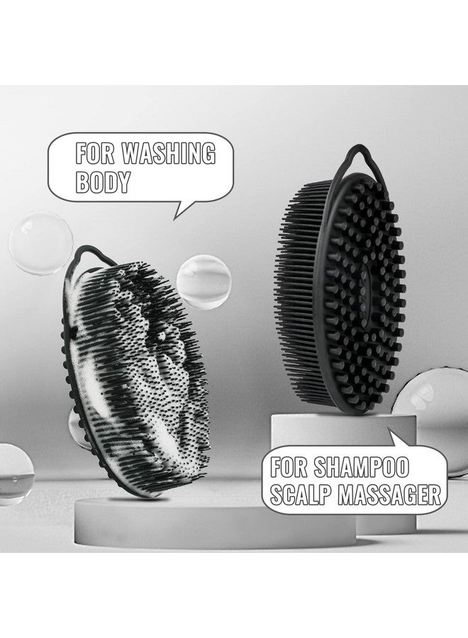 TDHDIKE Silicone Loofah Exfoliating Body Scrubber Set Of 3 Soft Bath Sponge/Shower Brush For Sensitive Kids Women Men All Kinds Of Skin (Black/Gray/Blue)  - Image 3