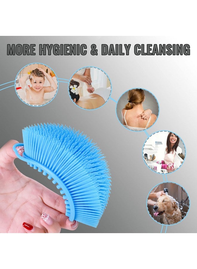 TDHDIKE Silicone Loofah Exfoliating Body Scrubber Set Of 3 Soft Bath Sponge/Shower Brush For Sensitive Kids Women Men All Kinds Of Skin (Black/Gray/Blue)  - Image 4