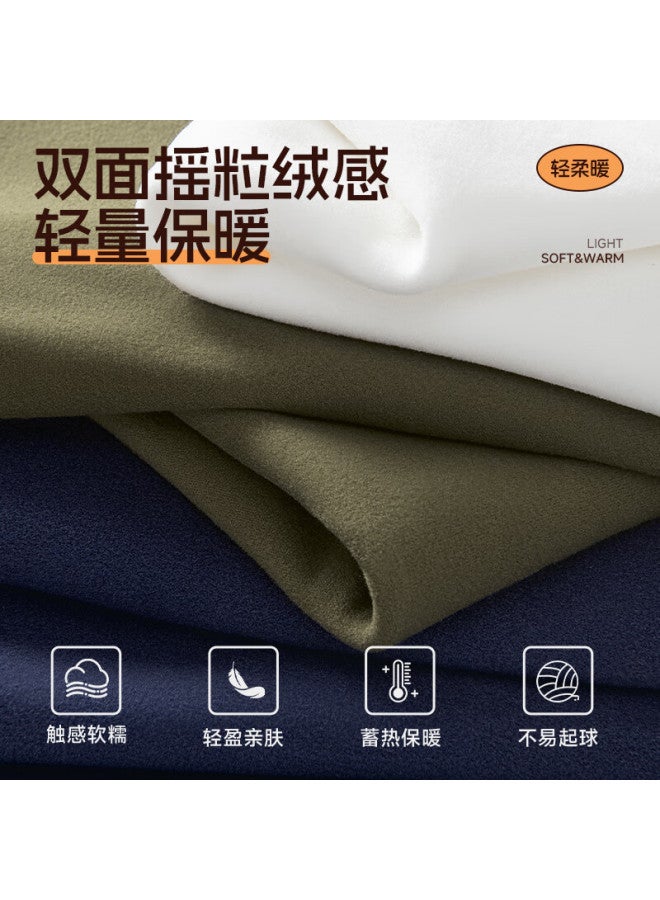 Vancl Men's Autumn Winter Double-sided Fleece Thermal Underwear Youth Polar Fleece Long Sleeve T-shirt White 3XL