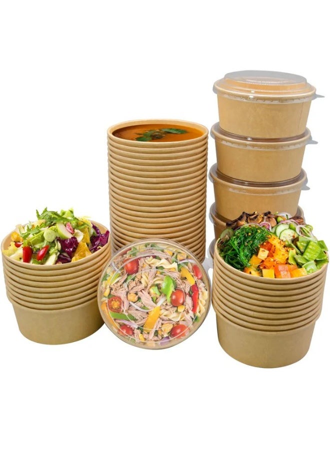 SKY MELD Kraft Paper Salad Bowl with Base +Lid - 45 0z