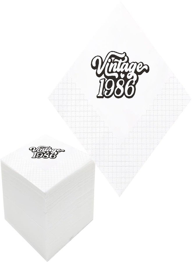 Geloar 1986 40th Birthday Vintage Cocktail Napkins 4.5x4.5" 2-Ply Black 100 Pack - Image 1