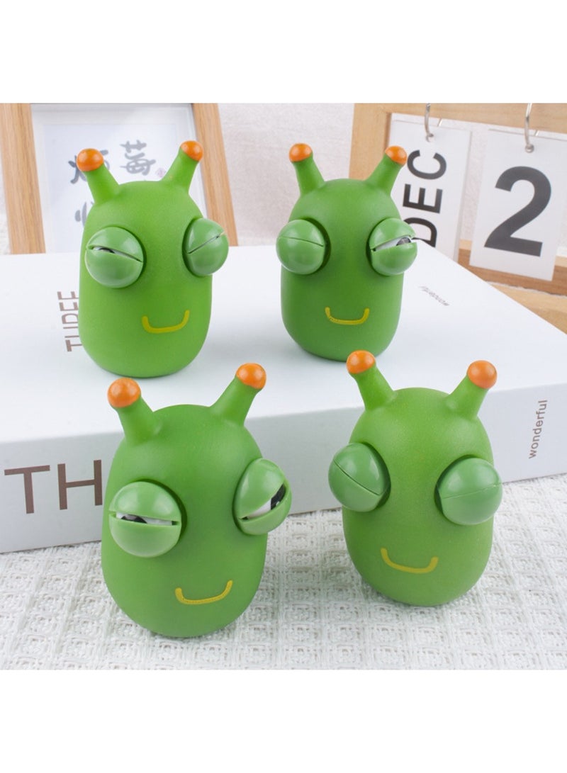 Squeezable Green Worm Toy with Popping Eyes, Stress Relief Bug Toy Caterpillar with Bluging Eyes - Image 3