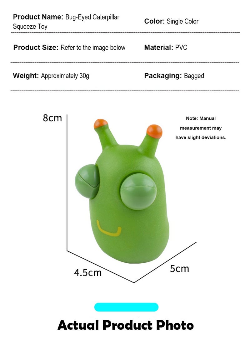 Squeezable Green Worm Toy with Popping Eyes, Stress Relief Bug Toy Caterpillar with Bluging Eyes - Image 5